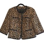 East 5th Size XL Jacket Blazer Cheetah Print Jewel Button Pockets Black Beige Photo 0