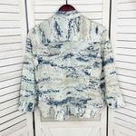 Chico's Chico’s Watercolor Linen Blend Open Front Topper Jacket White Blue Small Photo 9