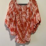 Etam Orange White Tie Dye Boho Peasant Top in One Size O/S Photo 5