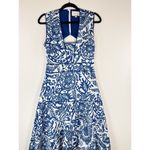 Alexis Womens Dress Blue Marianna Printed Poplin Midi Floral Fit Flare Medium Photo 6