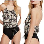 Free People  Floral Blousy Halter Liza Bodysuit Medium Photo 1