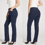 Betabrand Straight Leg 4 Pocket Long Inseam Yoga Denim in Dark Indigo Photo 9