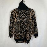 Vintage 80's Pronto Moda Gold Metallic Knit Turtleneck Sweater Women Small‎ Black Photo 5