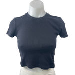 Aritzia  Tna Womens Black Rib Knit Crew Neck Short Sleeves Crop Tee T-Shirt Top S Photo 0
