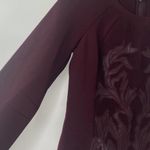a.moss Burgundy Embroidered Mesh Long Sleeve Zip Back Moto Ponte Top Size Small Photo 7
