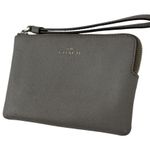 Coach F58032 Corner Zip Wristlet Crossgrain Leather Wallet Gray Small Photo 1