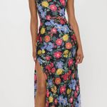 Show Me Your Mumu Lana Maxi Dress Charm Peony Black Luxe Satin XS Photo 1