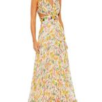 Mac Duggal 9174 Long Formal Multicolored Floral Print Chiffon Gown Dress Size 10 Photo 14