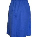 J.Crew  Blue Skirt Pleated Elastic Waistline Sz XS Linen Blend Minimalist Coastal Photo 0