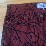 Paige Maroon Red and Black Skyline Leaf Abstract Print Skinny Jeans Size 28 Photo 3