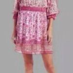 Anthropologie Love The Label Love Sam Pink Border Print Floral Dress Size L Size L Photo 0