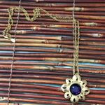 Kennth Jay Lane Gold Tone Chain with Brooch/Pin Pendant Purple Stone Photo 10