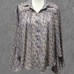 Dress Forum  LOS ANGELES | Floral Flare Sleeve Button Down Collared Blouse Size L Photo 0