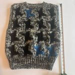 VINTAGE SML SPORT Hand‎ Knit Sweat Vest Black Blue and Grey Star Shapes Sz Large Photo 6