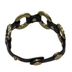 Juicy Couture  Gold Tone Brown Leather Bracelet Rhinestones Adjustable 8" Photo 2