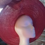 None Red Sun Hat 80% Paper 20% Polyester made in China with rope tie decoration. Photo 4