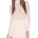House Of CB Pinky-Peach Long Sleeve Bodycon Dress Sheer Upper Photo 1