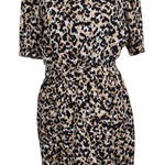 BCBGeneration  Animal Print Lace-Up Back Mini Dress Size 8 Black and Tan Dress Photo 0