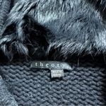 Theory Wool Cashmere Rabbit Fur Black Knit Toggle Front Sweater Cardigan Sz XS Photo 3