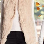 Love Token NEW  Genuine Rabbit Fur Color Latte Winter Holiday Cozy Vest Size L Photo 0