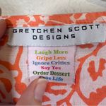 Gretchen Scott Orange White Floral Boho Blouse Womens M Beachy Summer Shirt Top Size M Photo 8