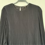 Quince Chiffon Pleated Long Sleeve Mini Dress in Black Size Small Photo 4