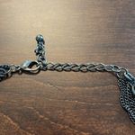 None Black and Silver Hammered Chain Necklace and Earring Set Photo 2