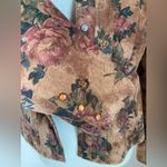 Leather Vintage VS2 Floral Print Brown Jacket, Size Medium Green Photo 6