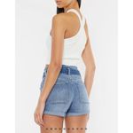 Kancan Tie Waist Cuffed Jean Shorts in Blue Casual Summer Rigid‎ Plus Size 32 Photo 1