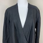 Chico's 2 Linen Jacket Large Black Open Draped 3/4 Sleeve Lightweight Photo 1