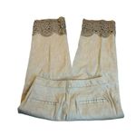 KOBI HALPERIN cropped linen blend pants with lace trim Size 2 Photo 2