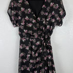 All in Favor  Floral Wrap Dress Coquette Girlhoodcore Balletcore 90's Pink Black Photo 0