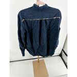 Free People  navy blue off campus metallic detail button down long sleeve size sm Photo 7