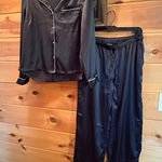 House of Harlow 1960 Black Satin Pajama Set size Medium Photo 0