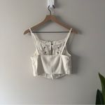 Free People Have My Heart Tank Corset Top Cropped White Lace Button-Up Crop Spaghetti Strap Photo 3