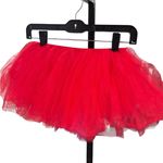 None Vibrant Red Tulle Mini Skirt Size Small Photo 2