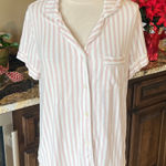Stars Above Pink Striped Collared Pajama Top So Comfy Photo 0