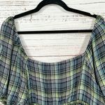 BP NEW Plaid Navy and Yellow Puff Sleeve Plus Size Crop Top, NWT, Size 2X Photo 12