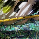 Midnight sky  Women's Floral Green Blue Lightweight Wide Leg Pull On Pants Medium Photo 4