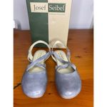 Josef Seibel Fiona 13 Light Blue Grey Leather Flats Cross Photo 1