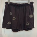 Lauren Moshi  Black Athletic Shorts with Silver Lips Photo 0