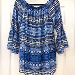 Amanda Uprichard Saratoga Off the Shoulder Mini Dress Tapestry Blue sz small Photo 4