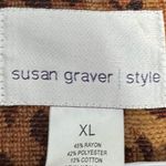 90s Vintage Susan Graver XL Womens Animal Print Satin Lined Button Blazer Coat Brown Photo 6