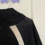 Say What? NWOT Say What Women’s black tan geometric line turtleneck‎ poncho sweater 1 size Photo 3