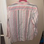 J.Jill  Love Linen 100% Linen Essential Shirt Pink Stripped Button Up Shirt Large Photo 2