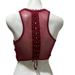 Victoria's Secret  Red Lace High Neck Bralette S Floral Lace Adjustable Back Photo 3