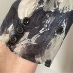 Classiques Entier Grey & White Silk Floral Print Ruffled Wrap Blouse Top Women M Photo 3