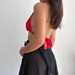 NWT red plush velour halter bralette top L Size L Photo 3