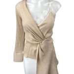 ZARA NEW  Beige Tan Asymmetrical Cami V Neck Lace One Shoulder Blouse Top Size S Photo 1
