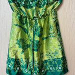Charlotte Russe  Y2K Green Batik Satin Tube Top Tunic Drawstring Versatile M Photo 0